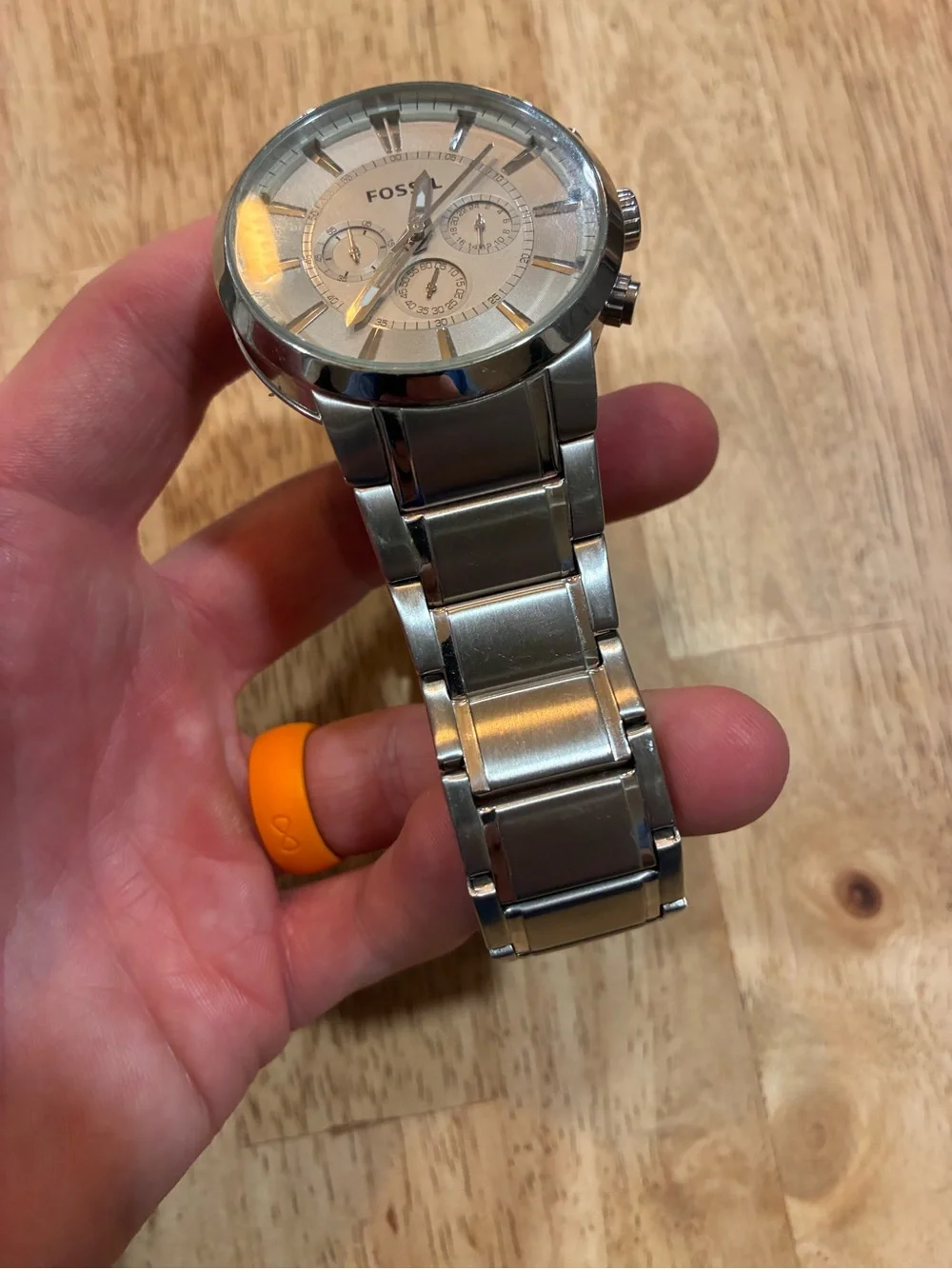 FOSSIL Gent's Wristwatch FS-4359 (P04024421) Silver Chronograph Large Watch